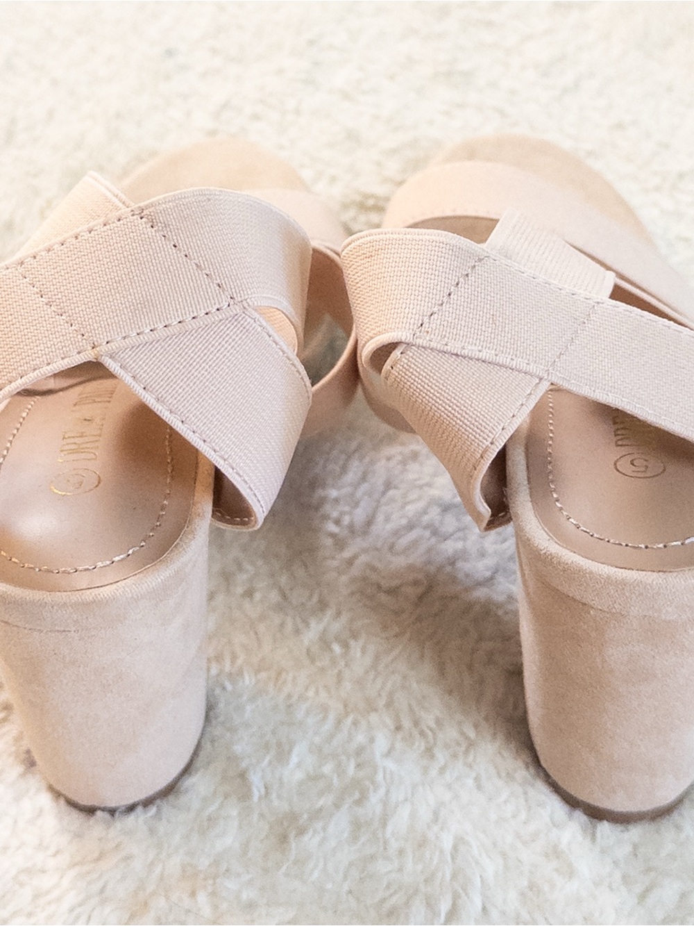 Dream Pairs Nude Strappy Block Heel Sandals Size 5 Like New - Picture 4 of 8